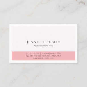 Modern Elegant Pink White Simple Template Trendy Business Card