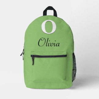 Modern Elegant Pistachio Monogram Printed Backpack