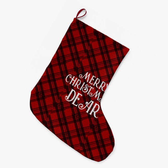 Modern & Elegant Plaid Large Christmas Stocking (Front (Hanging))