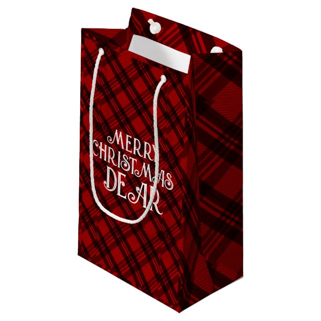 Modern & Elegant Plaid Small Gift Bag (Front Angled)