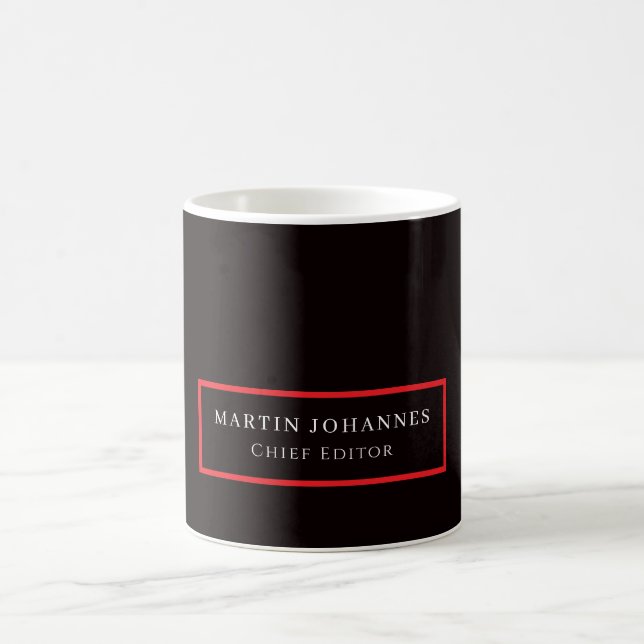Modern Elegant Plain Black Minimalist Coffee Mug (Center)