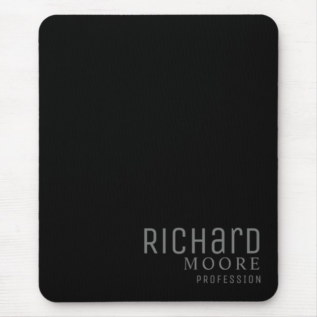 modern elegant plain black monogrammed mouse pad (Front)