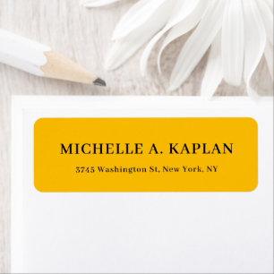 Modern Elegant Plain Minimalist Amber Yellow Return Address Label