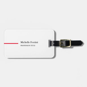 Modern Elegant Plain Minimalist Red White Luggage Tag