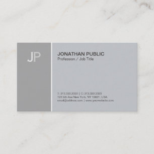 Modern Elegant Plain Monogram Grey Harmony Business Card