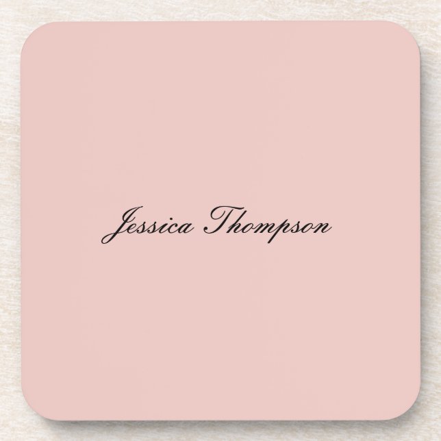 Modern Elegant Plain Name Professional Rose Gold Coaster (Front)