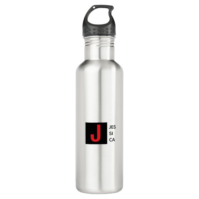 Modern Elegant Plain Professional Name Monogram 710 Ml Water Bottle (Front)
