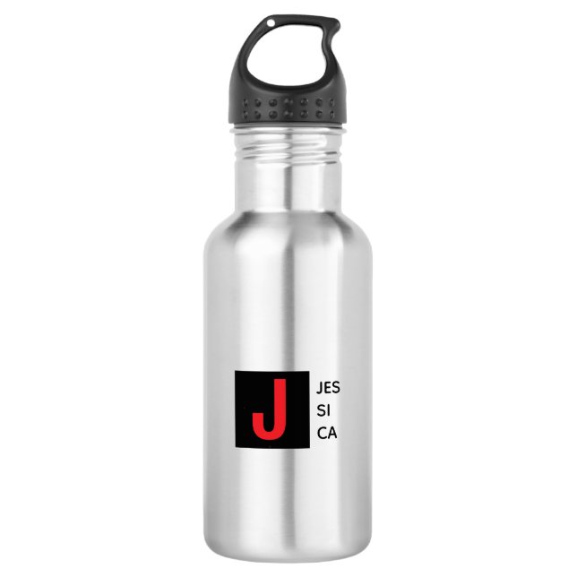 Modern Elegant Plain Professional Name Monogram 710 Ml Water Bottle (Front)