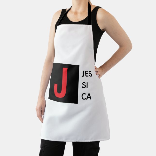 Modern Elegant Plain Professional Name Monogram Apron (Insitu)