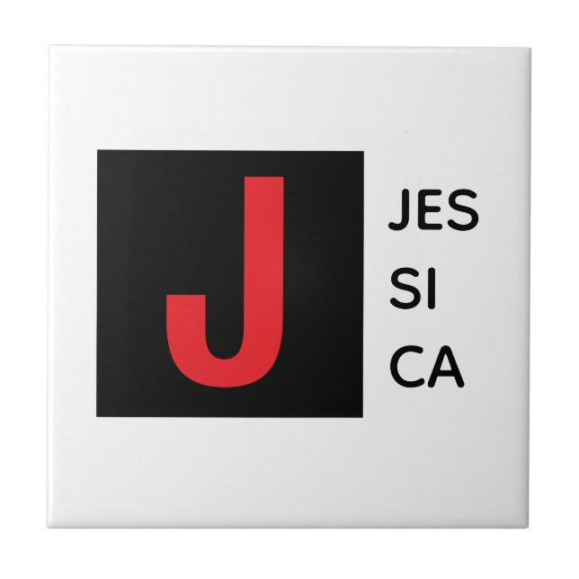 Modern Elegant Plain Professional Name Monogram Ceramic Tile (Front)
