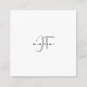 Modern Elegant Plain Professional Name Monogram Enclosure Card