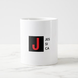 Modern Elegant Plain Professional Name Monogram Large Coffee Mug