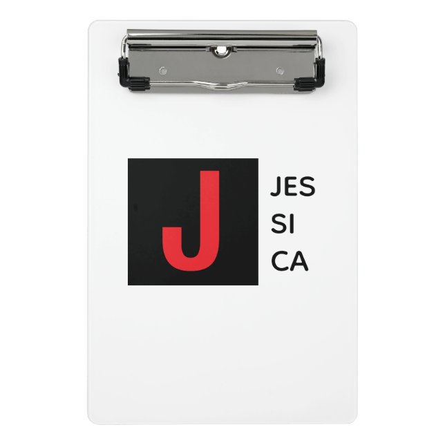 Modern Elegant Plain Professional Name Monogram Mini Clipboard (Front)