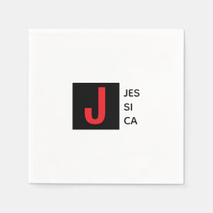 Modern Elegant Plain Professional Name Monogram Napkin