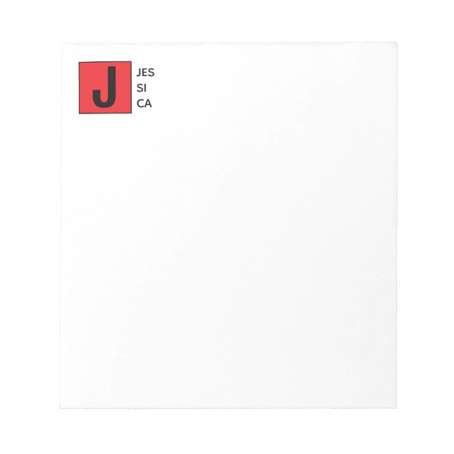 Modern Elegant Plain Professional Name Monogram Notepad (Front)