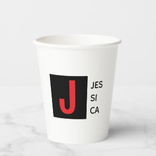 Modern Elegant Plain Professional Name Monogram Paper Cups