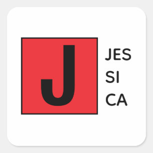 Modern Elegant Plain Professional Name Monogram Square Sticker