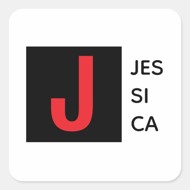 Modern Elegant Plain Professional Name Monogram Square Sticker (Front)