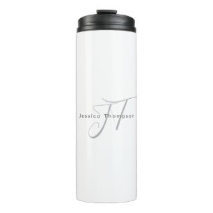 Modern Elegant Plain Professional Name Monogram Thermal Tumbler