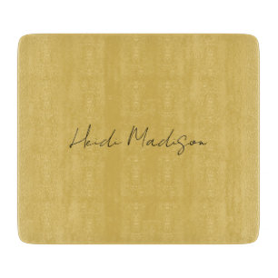 Modern Elegant Plain Simple Gold Colour Calligraph Cutting Board