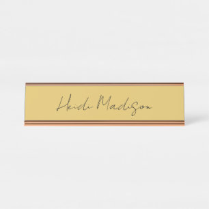 Modern Elegant Plain Simple Gold Colour Calligraph Desk Name Plate