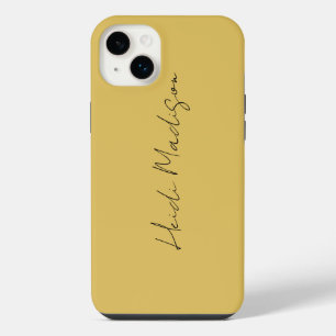 Modern Elegant Plain Simple Gold Colour Calligraph iPhone 14 Plus Case