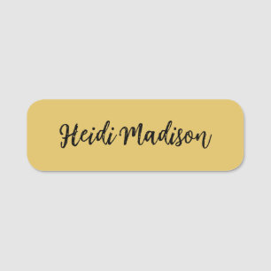 Modern Elegant Plain Simple Gold Colour Calligraph Name Tag
