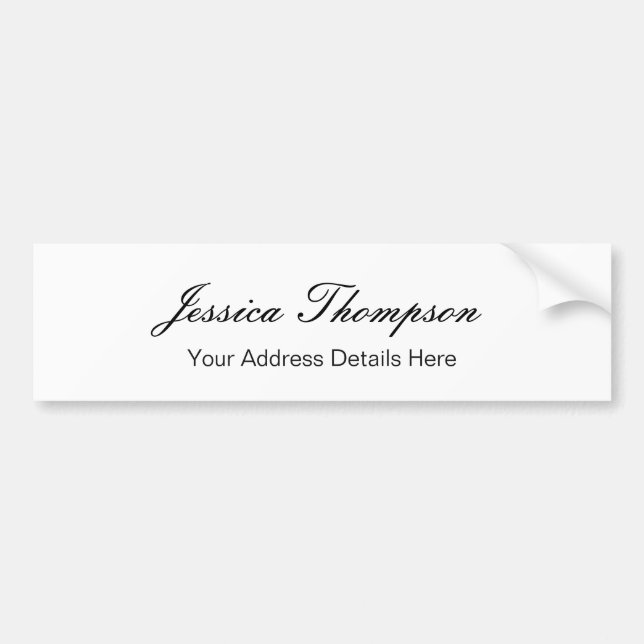 Modern Elegant Plain Simple Professional Bumper Sticker (Front)