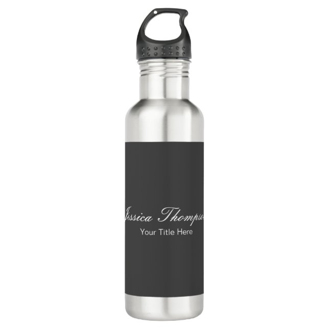 Modern Elegant Plain Simple Professional Grey 710 Ml Water Bottle (Front)