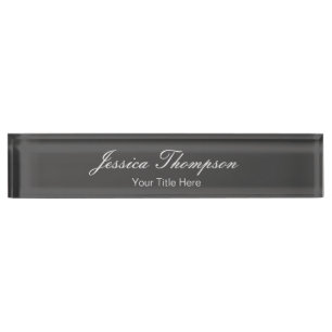 Modern Elegant Plain Simple Professional Grey Nameplate