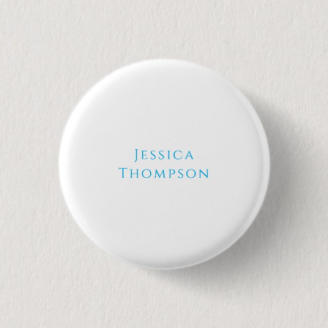Modern Elegant Plain Simple Professional Name 3 Cm Round Badge (Front)