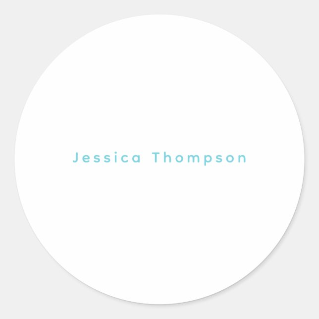 Modern Elegant Plain Simple Professional Name Classic Round Sticker (Front)