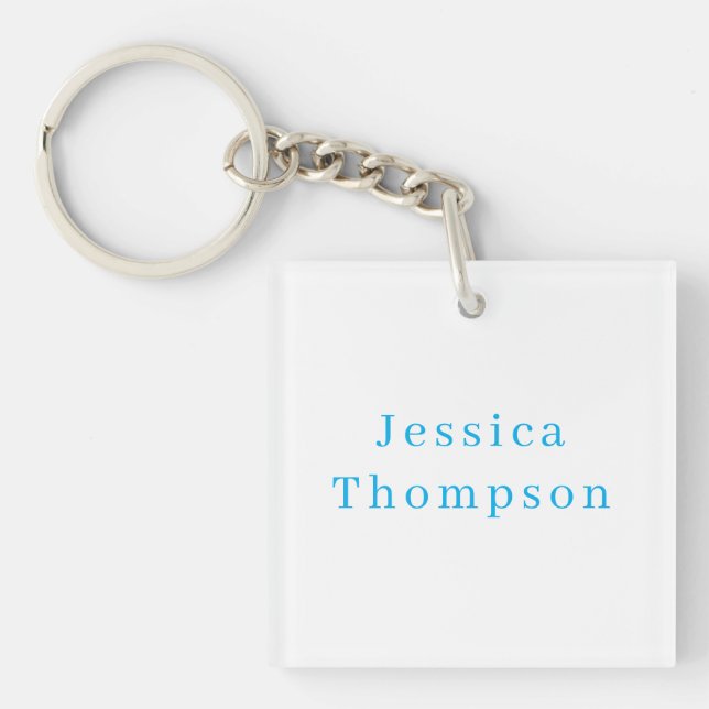 Modern Elegant Plain Simple Professional Name Key Ring (Front)