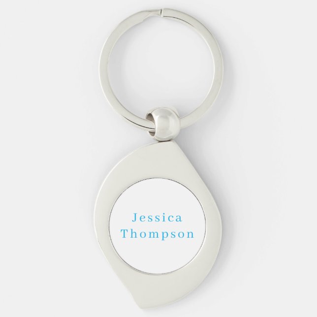 Modern Elegant Plain Simple Professional Name Key Ring (Front)