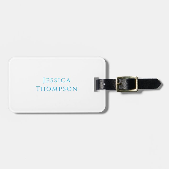 Modern Elegant Plain Simple Professional Name Luggage Tag (Front Horizontal)