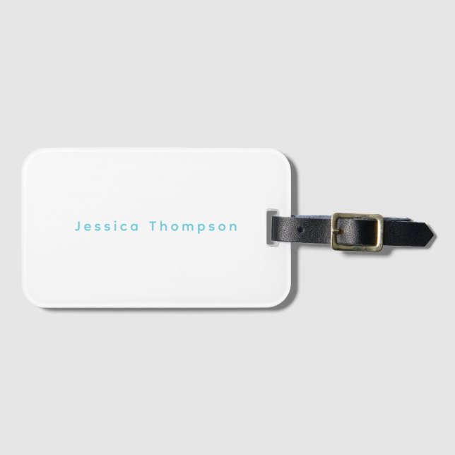 Modern Elegant Plain Simple Professional Name Luggage Tag (Front Horizontal)