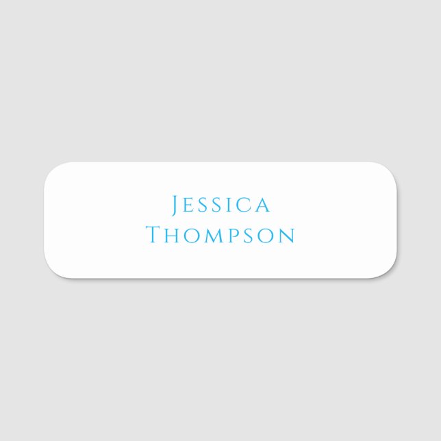 Modern Elegant Plain Simple Professional Name Name Tag (Front)
