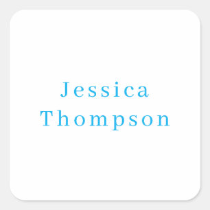 Modern Elegant Plain Simple Professional Name Square Sticker