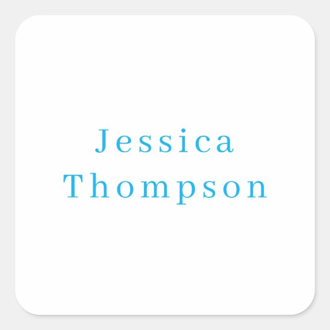 Modern Elegant Plain Simple Professional Name Square Sticker (Front)