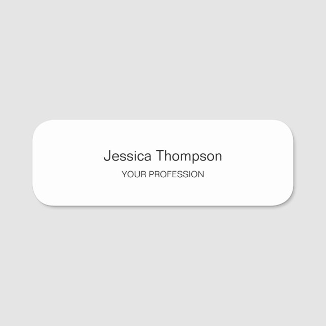 Modern Elegant Plain Simple Professional Name Tag (Front)
