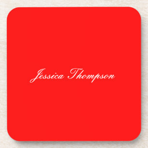 Modern Elegant Plain Simple Professional Red Coaster