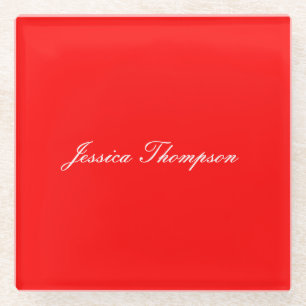 Modern Elegant Plain Simple Professional Red Glass Coaster