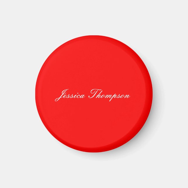 Modern Elegant Plain Simple Professional Red Magnet (Front)