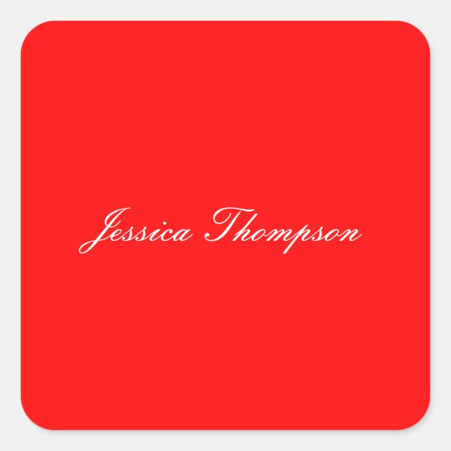 Modern Elegant Plain Simple Professional Red Square Sticker (Front)