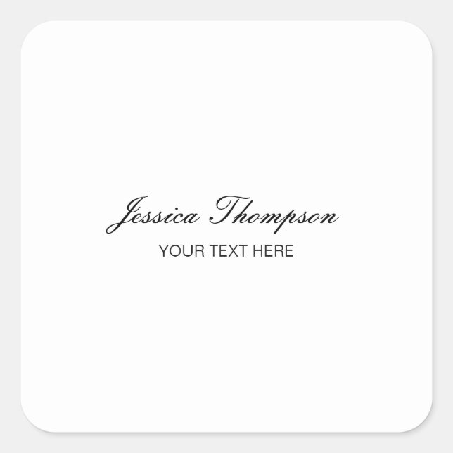 Modern Elegant Plain Simple Professional Square Sticker (Front)