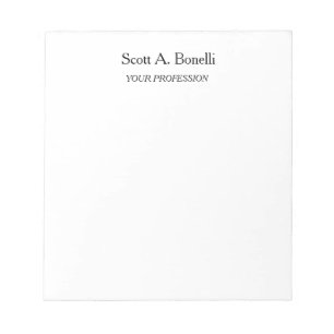 Modern Elegant Plain Simple White Special Notepad