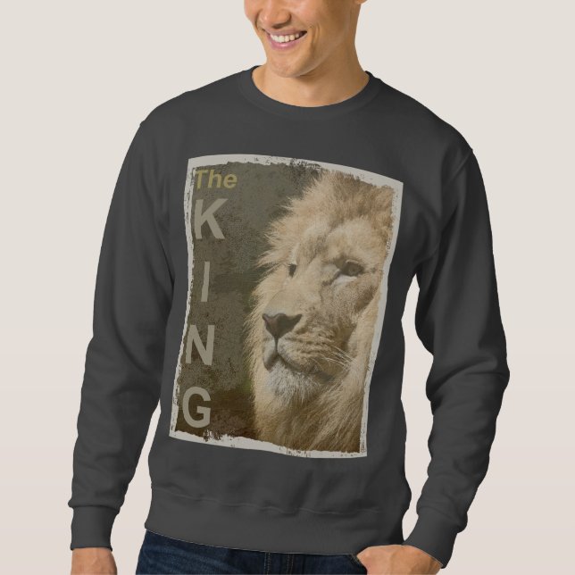 Modern Elegant Pop Art Lion Head The King Men's Sweatshirt (Front)