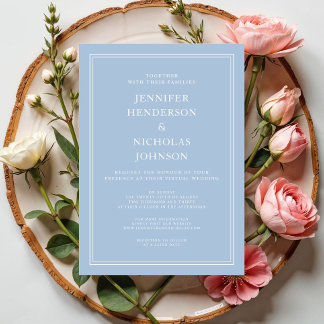 Modern Elegant Powder Blue Virtual Wedding Invitation