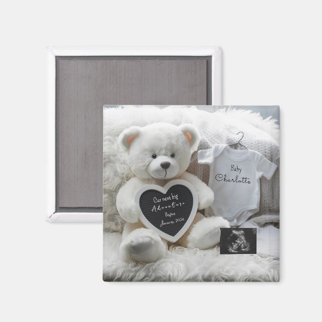 Modern Elegant Pregnancy Announcement Keepsake  Magnet (Front/Back)