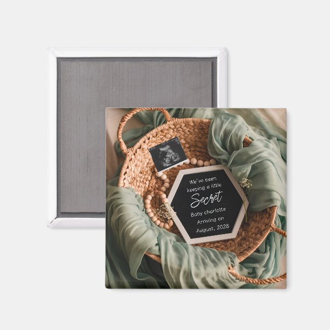 Modern Elegant Pregnancy Announcement keepsake  Magnet (Front/Back)